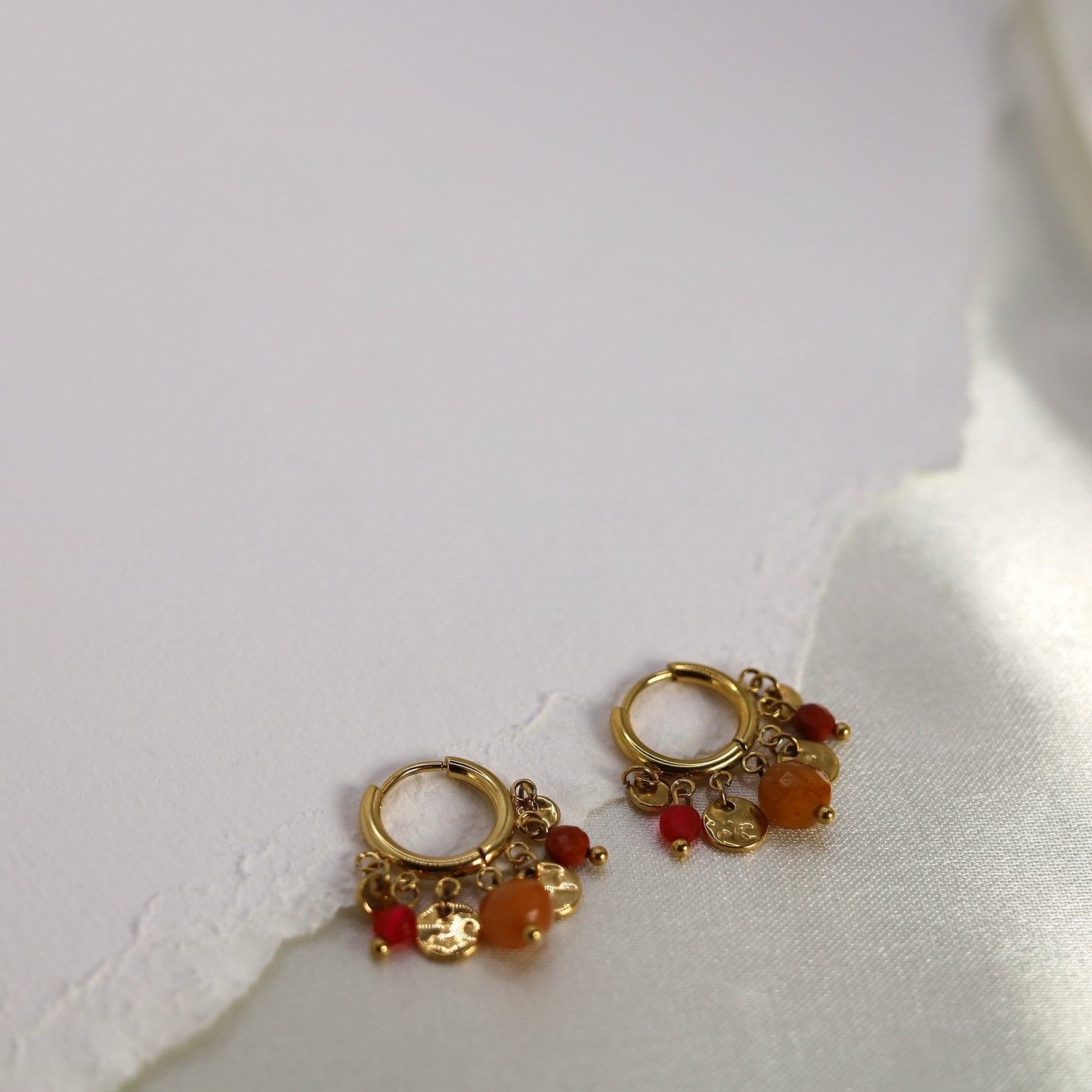 Boucles d'oreilles Rouge Or Halma